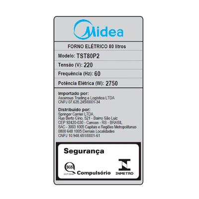 Forno Elétrico de Embutir 80L Touch com Air fryer Midea
