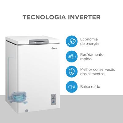 Freezer Horizontal 100L Inverter Bivolt Branco Midea