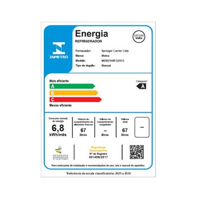 Frigobar Branco 67L Inverter Bivolt Midea