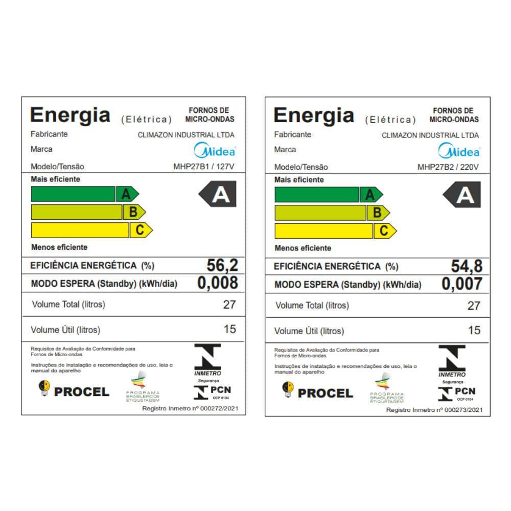 Micro-Ondas 27L Branco MasterCook Midea - 8