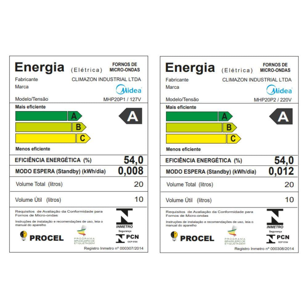 Micro-Ondas 20L Preto MasterCook Midea - 7