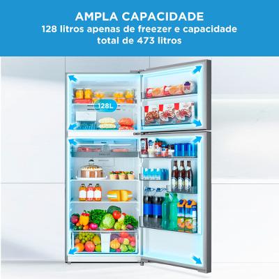 Geladeira Frost Free Duplex 473L Inverter Cor Inox Midea