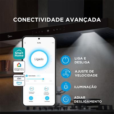 Coifa de Parede 90cm Black Inox Smart Pro Touch Midea