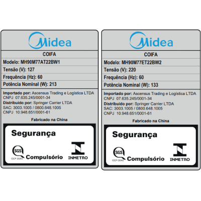 Coifa de Parede 90cm Black Inox Smart Pro Touch Midea