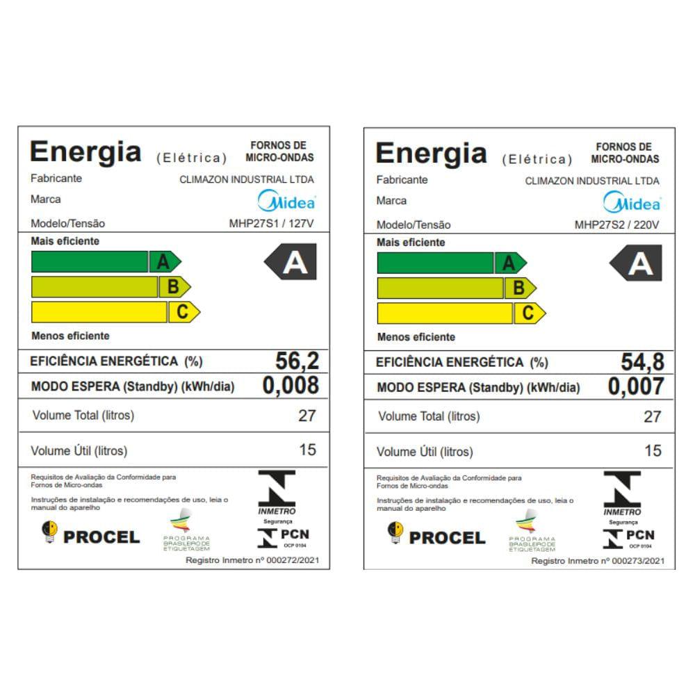 Micro-ondas 27L Prata Porta Espelhada MasterCook Midea - 4