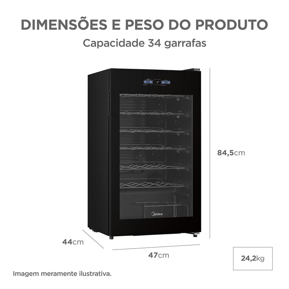 Adega de Vinho Climatizada 34 Garrafas Inverter Bivolt Midea - 8