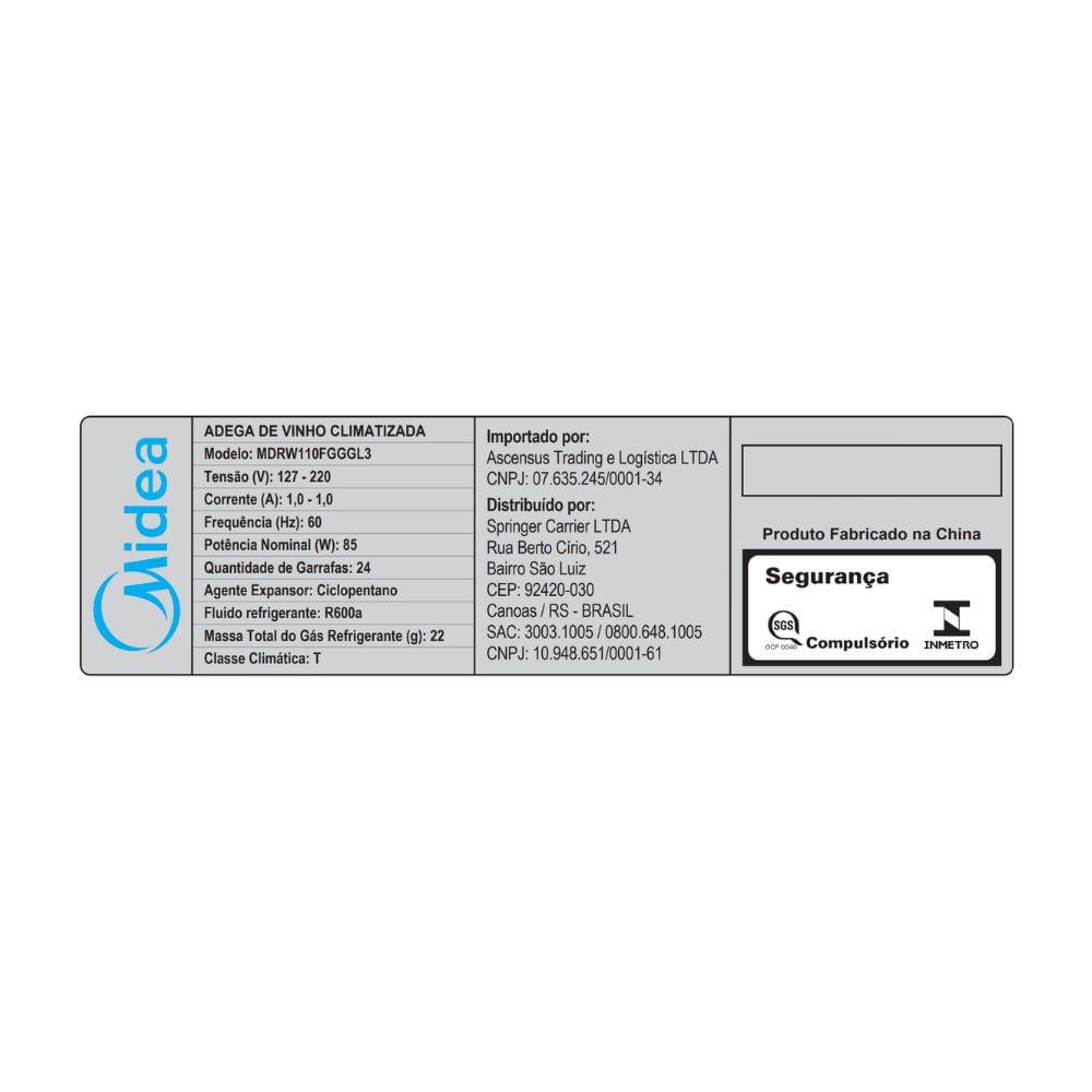 Adega de Vinho Climatizada 34 Garrafas Inverter Bivolt Midea - 9