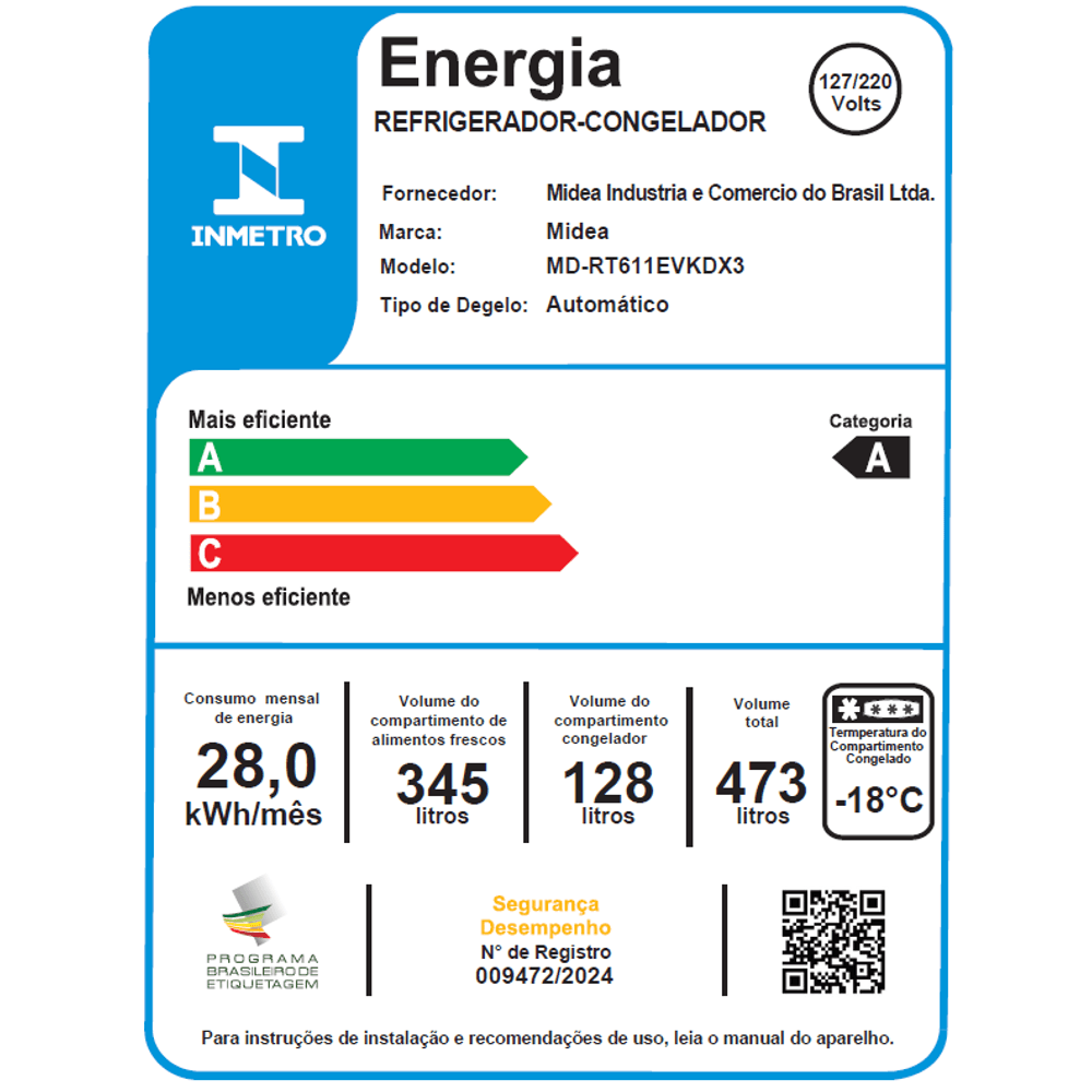 Geladeira Frost Free Duplex 473L Inverter Preto Midea - 10