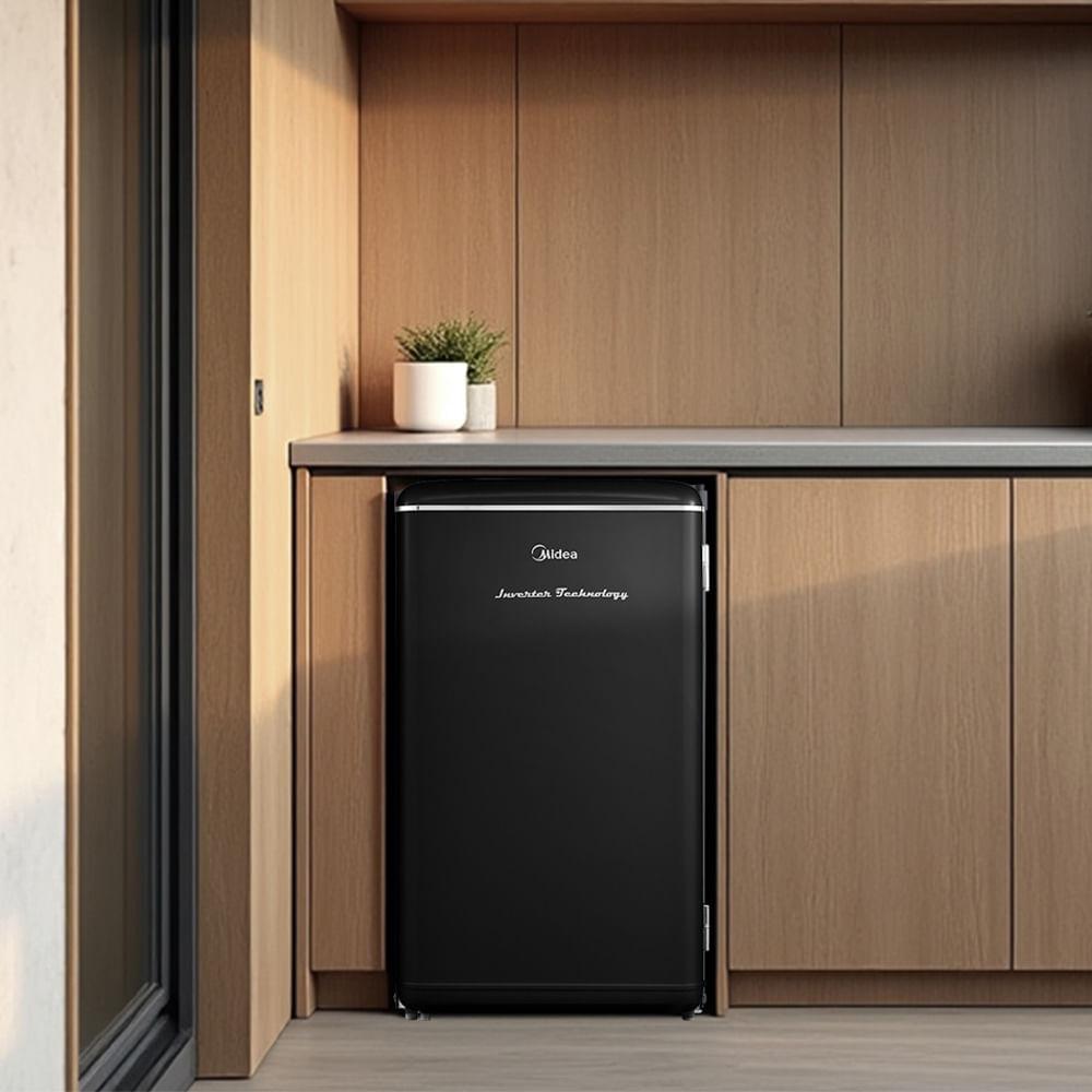 Frigobar Retrô Preto 93L Inverter Bivolt Midea - 9