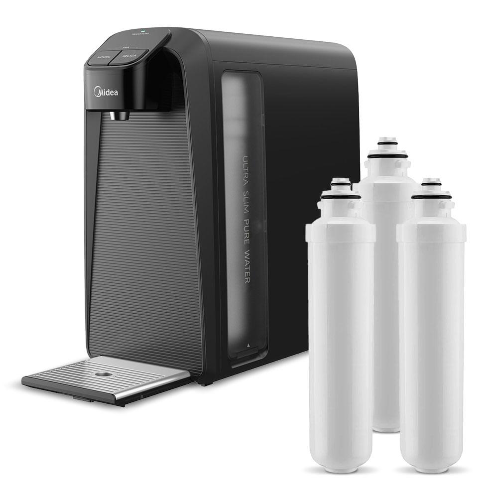 Kit Purificador de Água SlimPure Cinza + 3 filtros refis Midea - 1
