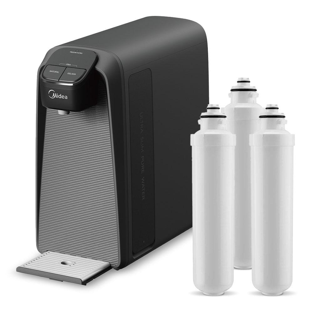 Kit Purificador de Água SlimPure Cinza + 3 filtros refis Midea - 3