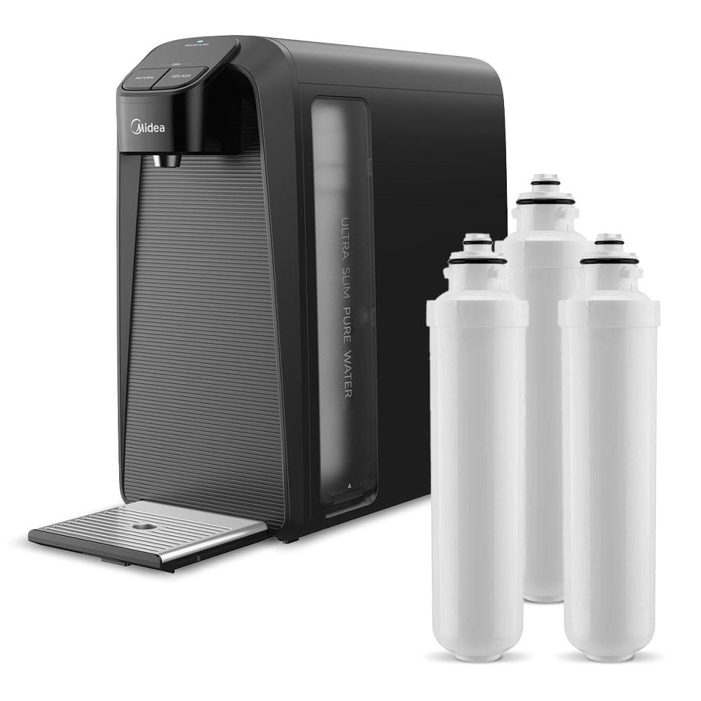 Kit Purificador de Água SlimPure Cinza + 3 filtros refis Midea - 4