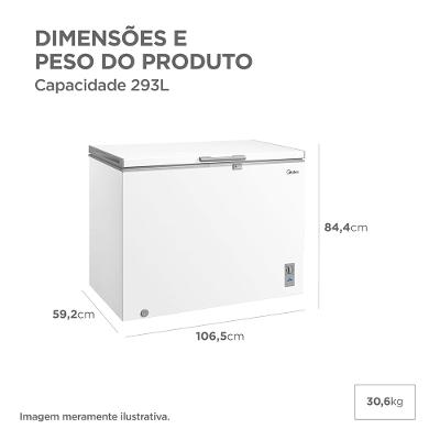 Freezer Horizontal 293L Inverter Bivolt Branco Midea