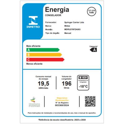 Freezer Vertical 196L 2 em 1 Inverter Prata Midea