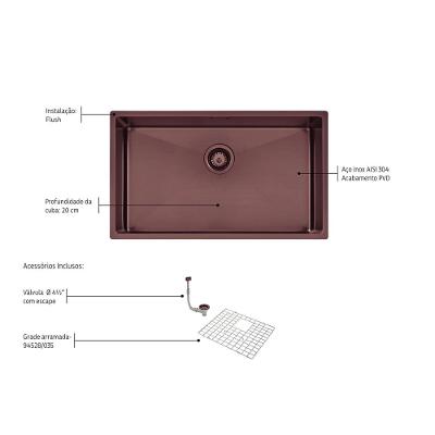 Cuba Inox Tramontina Quadrum Black 70x40 94000503