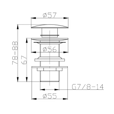 Válvula Dax Click P/Lavatório C/Tampa Redonda Cinza Dax-1013-gr