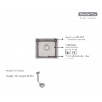 Cuba Tramontina Quadrum Inox 34x30 cm 94002103 - 2