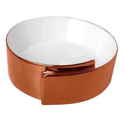 Cuba Redonda Lexxa Rose Gold E Branco 37x37cm LX494RGW