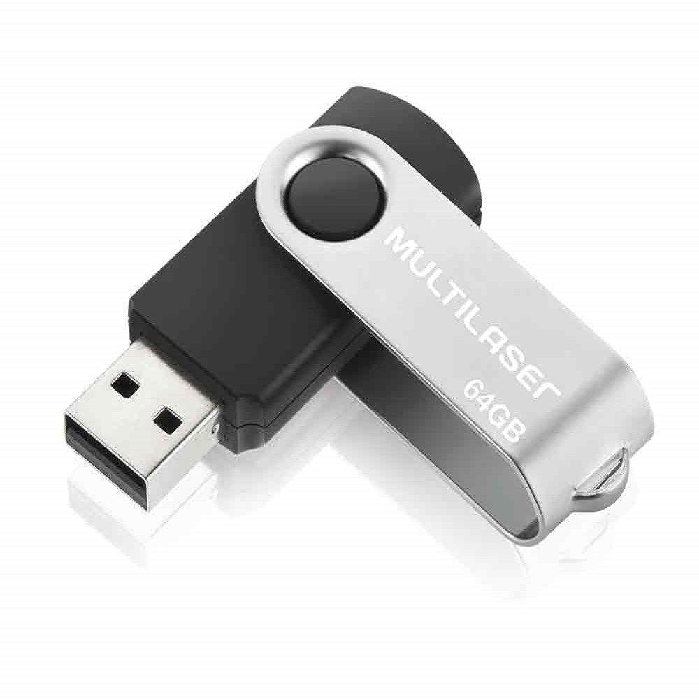 Pen Drive Multilaser Twist 64GB USB Leitura 10MB/s e Gravação 3MB/s Preto PD590 - 1