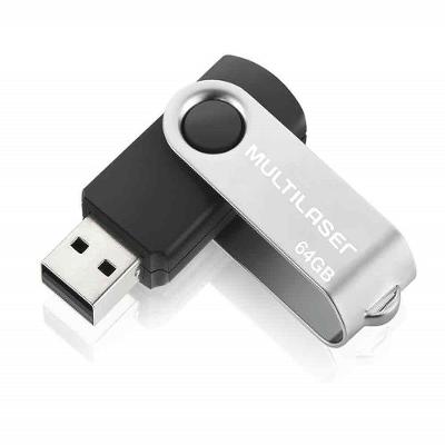Pen Drive Multilaser Twist 64GB USB Leitura 10MB/s e Gravação 3MB/s Preto PD590
