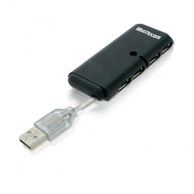 Hub 4 Portas Slim 2.0 Preto Multilaser - AC064