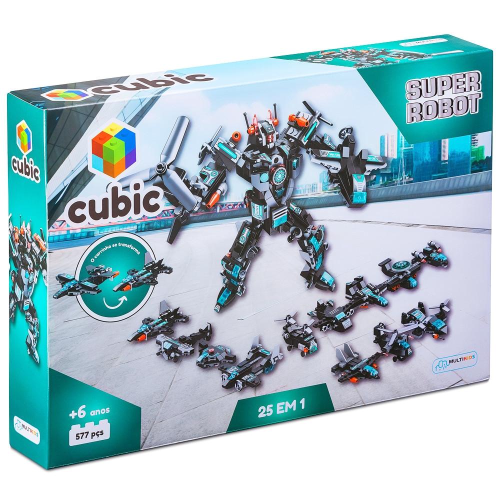 Blocos de Montar Cubic 25 em 1 Super Robot 577 Peças Multikids - BR1618 - 2