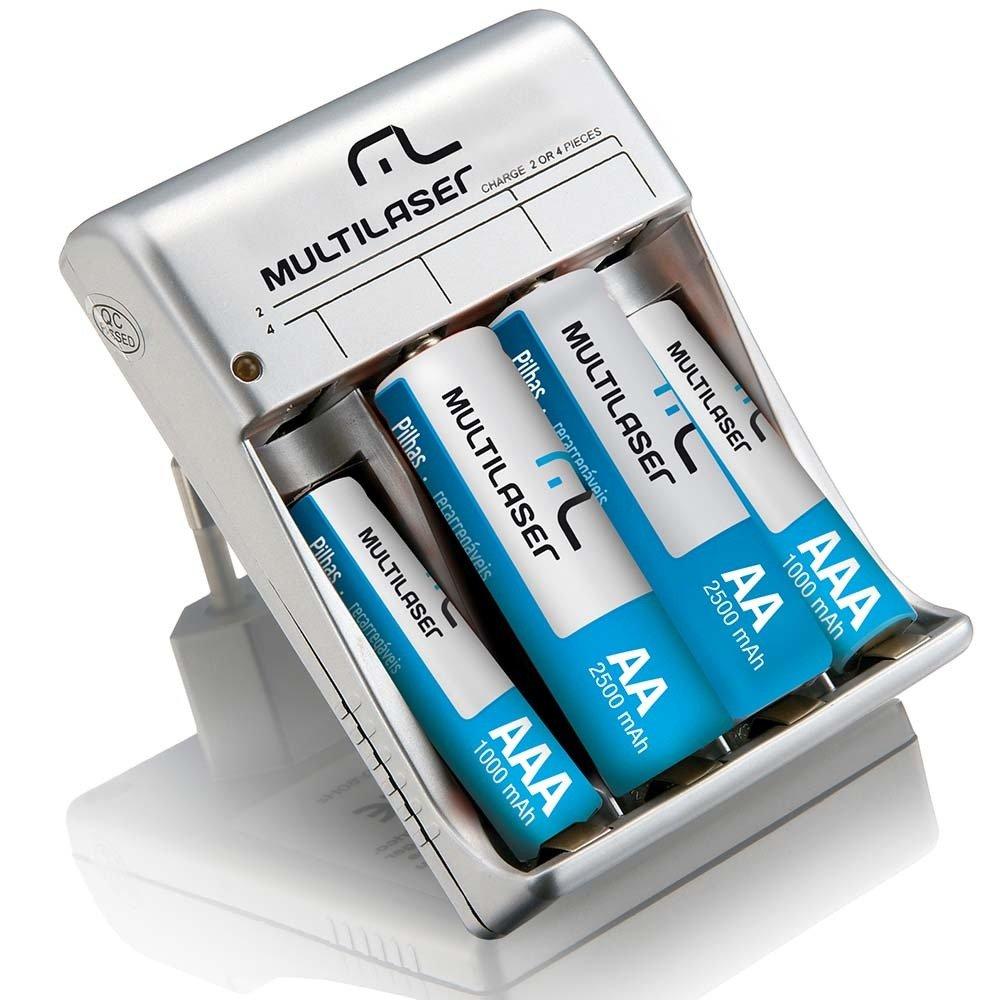 Carregador De Pilhas Multilaser Aa/Aaa 2 Pilhas Aa 2500Mah 2 Pilhas Aaa 1000Mah Cb045 - 1