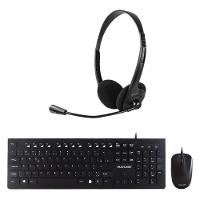 Combo Office - Teclado e Mouse com fio Multimídia 1200dpi Teclas Chocolate e Headset Classic Conexão p2 Preto - PH002K - 1
