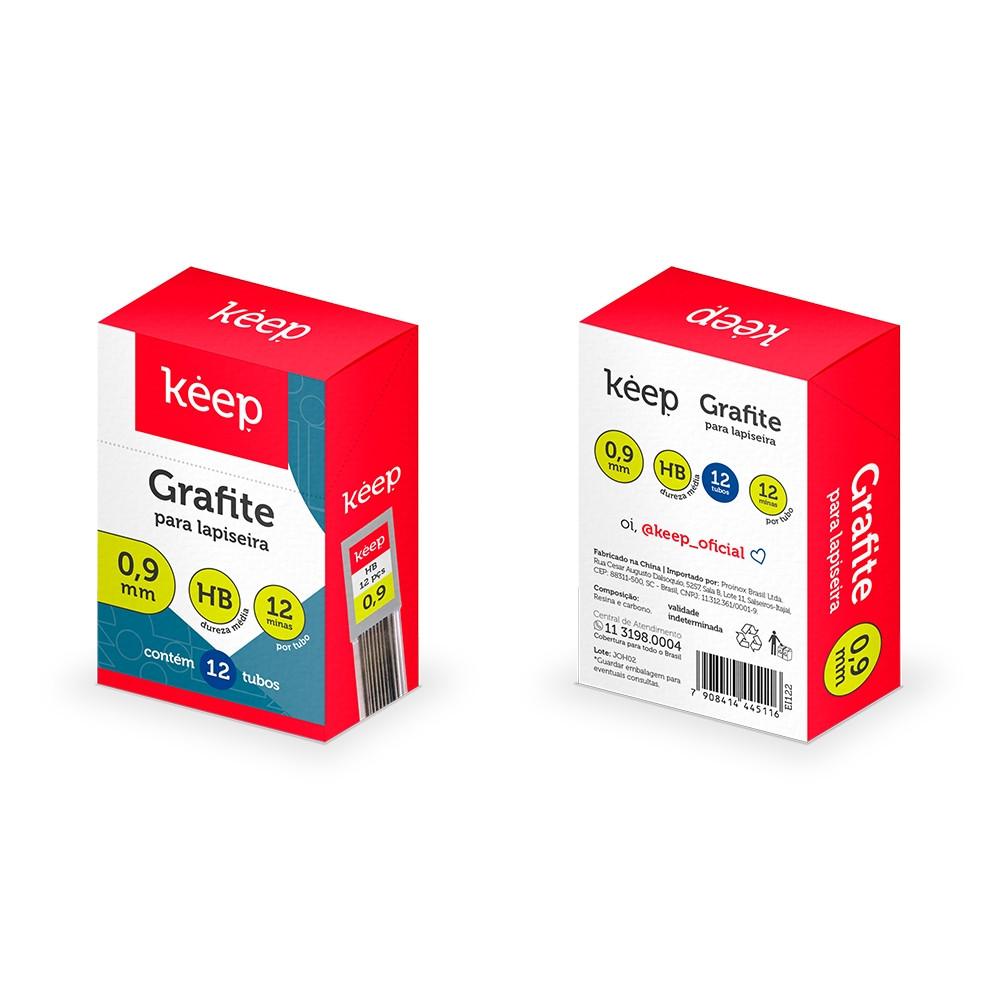 Mina de Grafite HB 0,9mm 12 Minas Caixa c/ 12 Tubos Keep - EI122 - 2