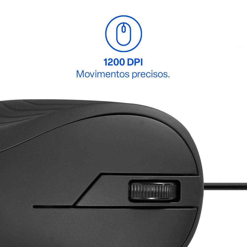 Mouse Emborrachado Preto com Fio Usb Multi (Multilaser) - MO222 - 3