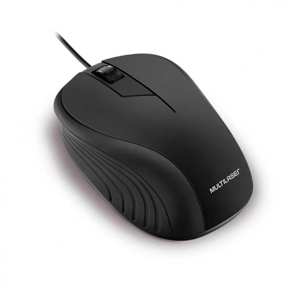 Mouse Emborrachado Preto com Fio Usb Multi (Multilaser) - MO222 - 1