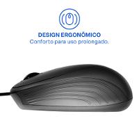 Mouse Emborrachado Preto com Fio Usb Multi (Multilaser) - MO222