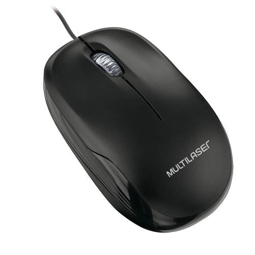 Mouse Com Fio MF200 1200DPI Cabo de 120cm 3 Botões Compacto Preto Multi (Multilaser) - MO255