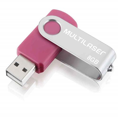 Pen Drive Twist 8GB USB Leitura 10MB/s e Gravação 3MB/s Rosa Multilaser - PD687