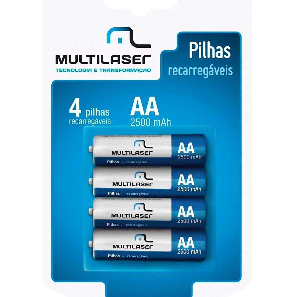 Pilhas Recarregáveis Multilaser Aa 2500Mah 4 Unidades Cb052 - 1