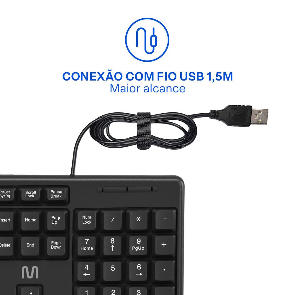 Teclado Slim Standard Com fio USB Preto Multi (Multilaser) - TC065 - 3
