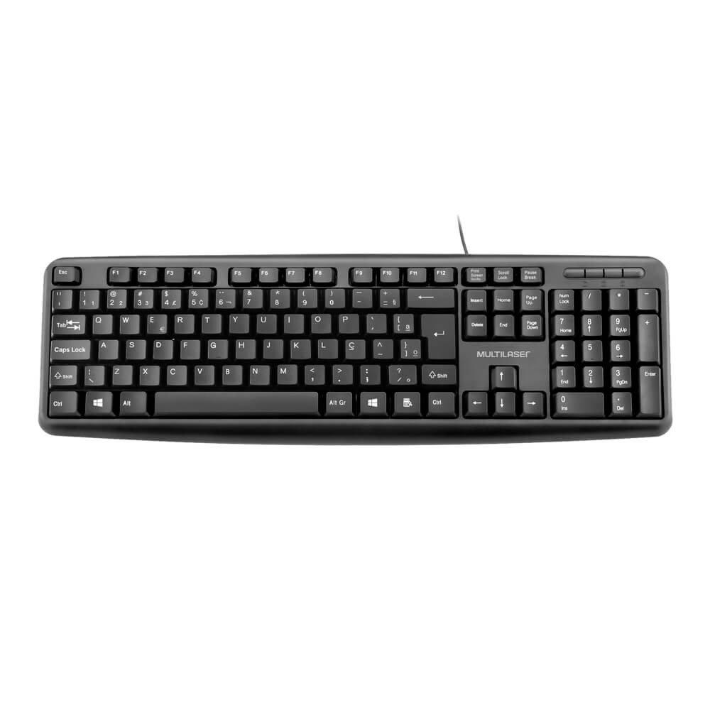Teclado Slim Standard Com fio USB Preto Multi (Multilaser) - TC065 - 1