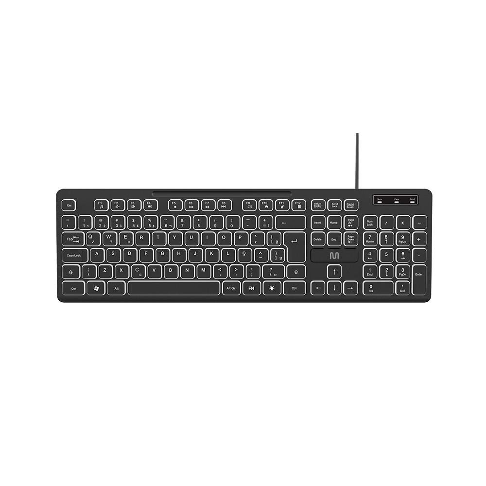 Teclado Com Fio Light 3 Níveis Ajustáveis Teclas Silenciosas e Conexão Usb Preto - TC268 - 1