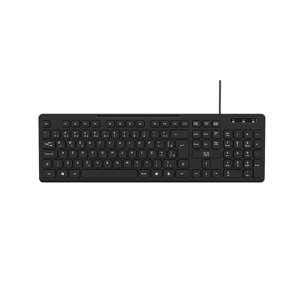Teclado Com Fio 3 Níveis Ajustáveis Teclas Silenciosas e Conexão Usb Preto - TC144 - 1
