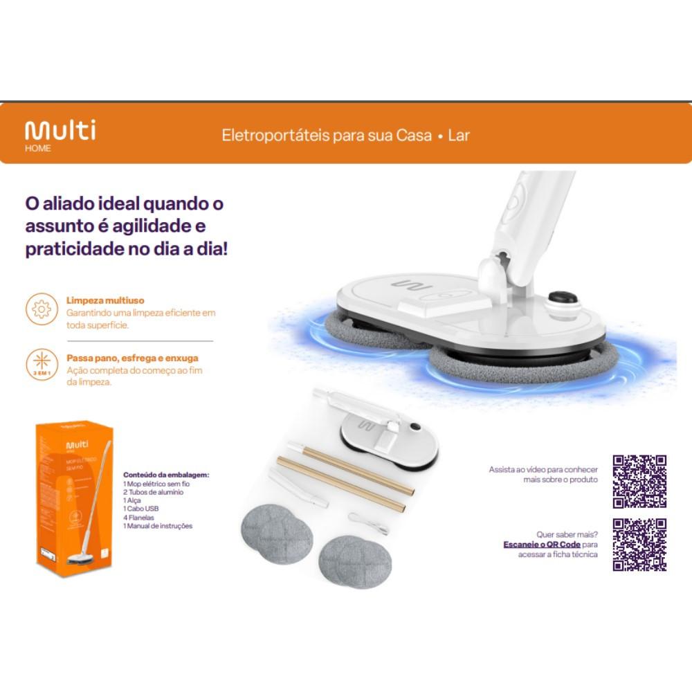 Mop Elétrico Para Pisos e Vidros Sem Fio Bivolt Multi Home - HO315 - 8