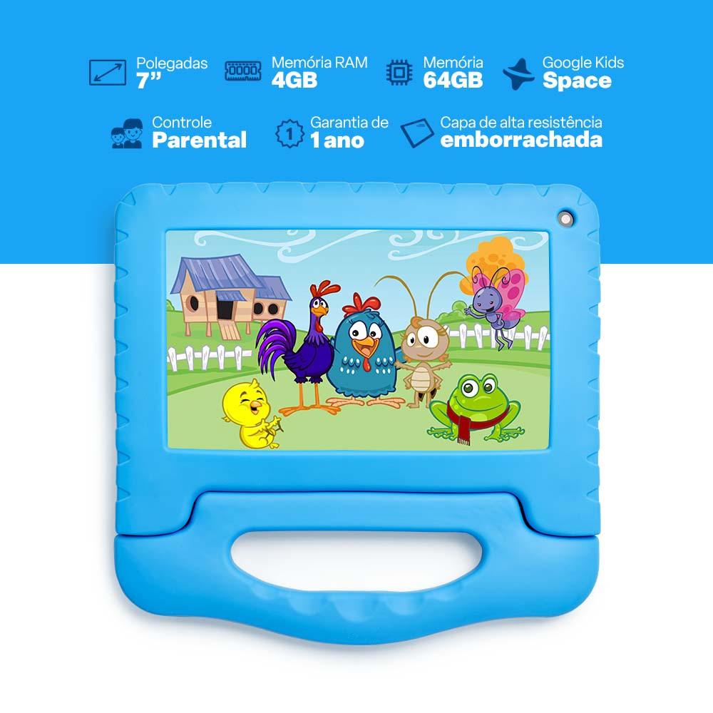 Tablet Multi Galinha Pintadinha com Controle Parental 7 pol 4GB RAM 64GB Android 13 Quad Core + Case + Wi-fi - NB419 - 2