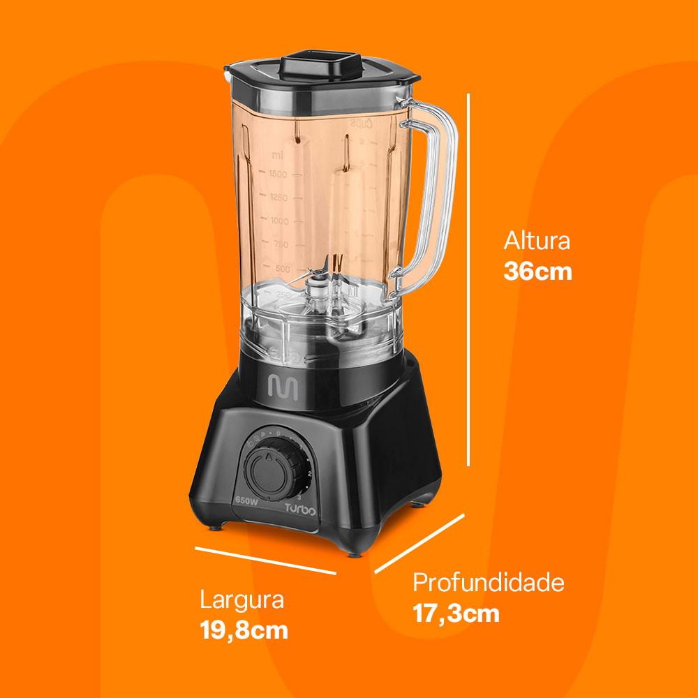 Liquidificador Turbo Preto 2,3L 3 Velocidades 650W 127V Multi Home - LQ651 - 5