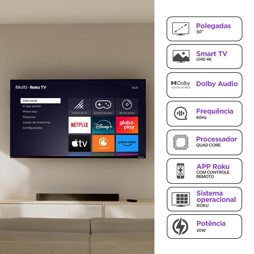 Smart TV DLED 50 4K Multi Roku 4HDMI 2USB Wi-Fi - TL059M - 2