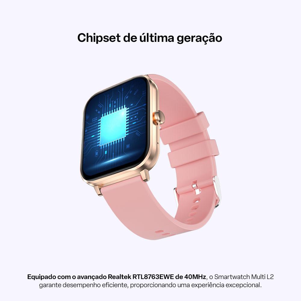 Smartwatch Multi L2 Tela 1.83 Proteção IP67 Rosé - WR203 - 6