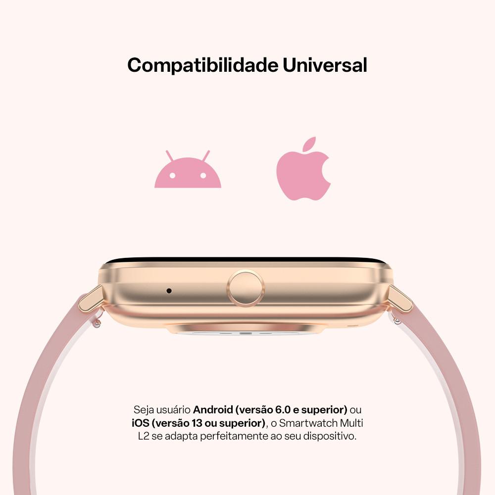 Smartwatch Multi L2 Tela 1.83 Proteção IP67 Rosé - WR203 - 10