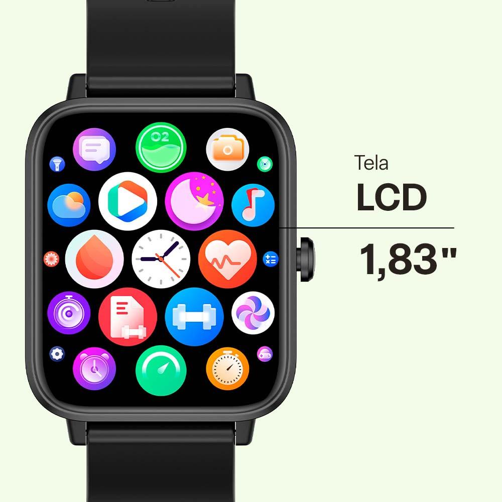 Smartwatch Multi L2 Tela 1.83 Proteção IP67 Preto - WR202 - 5