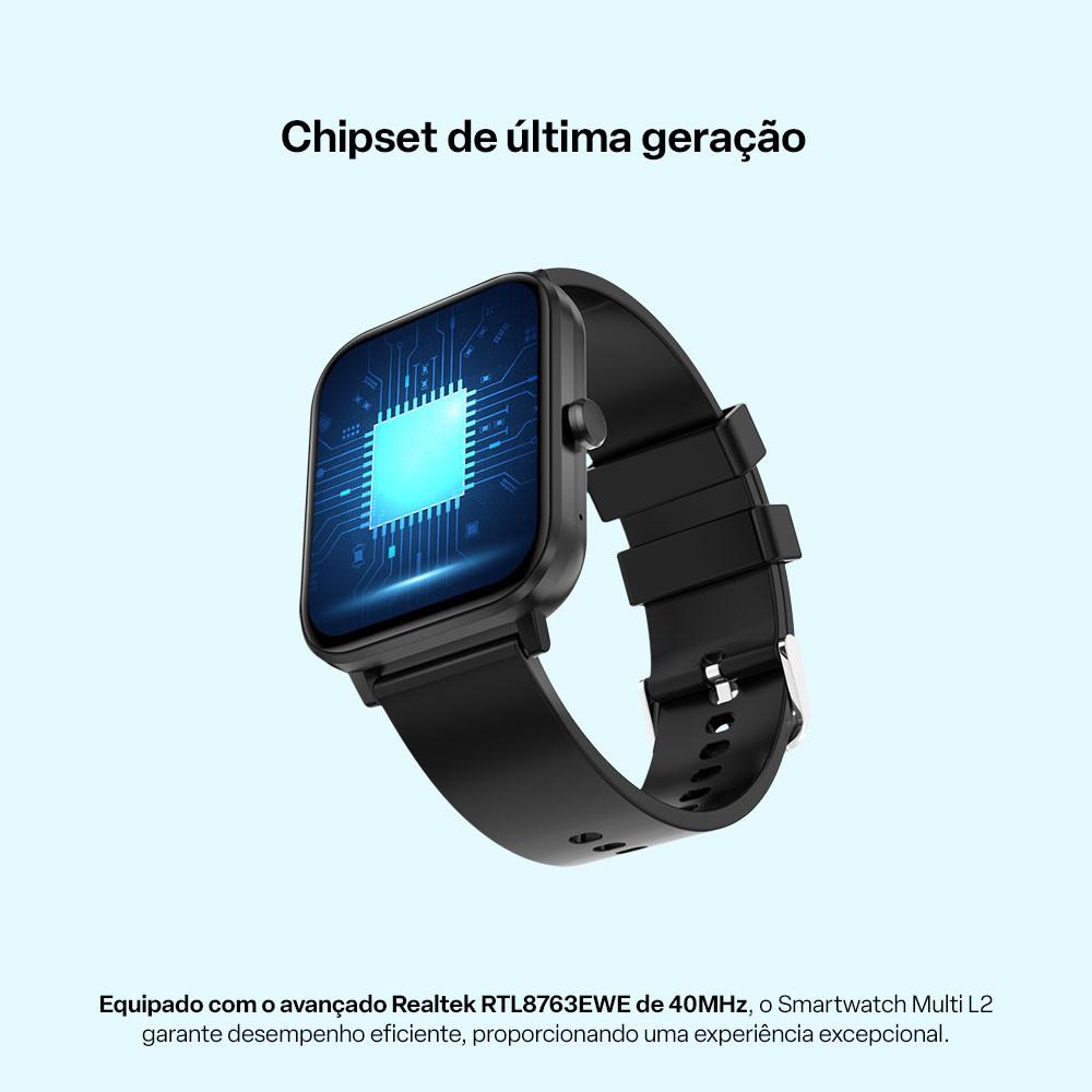 Smartwatch Multi L2 Tela 1.83 Proteção IP67 Preto - WR202 - 6