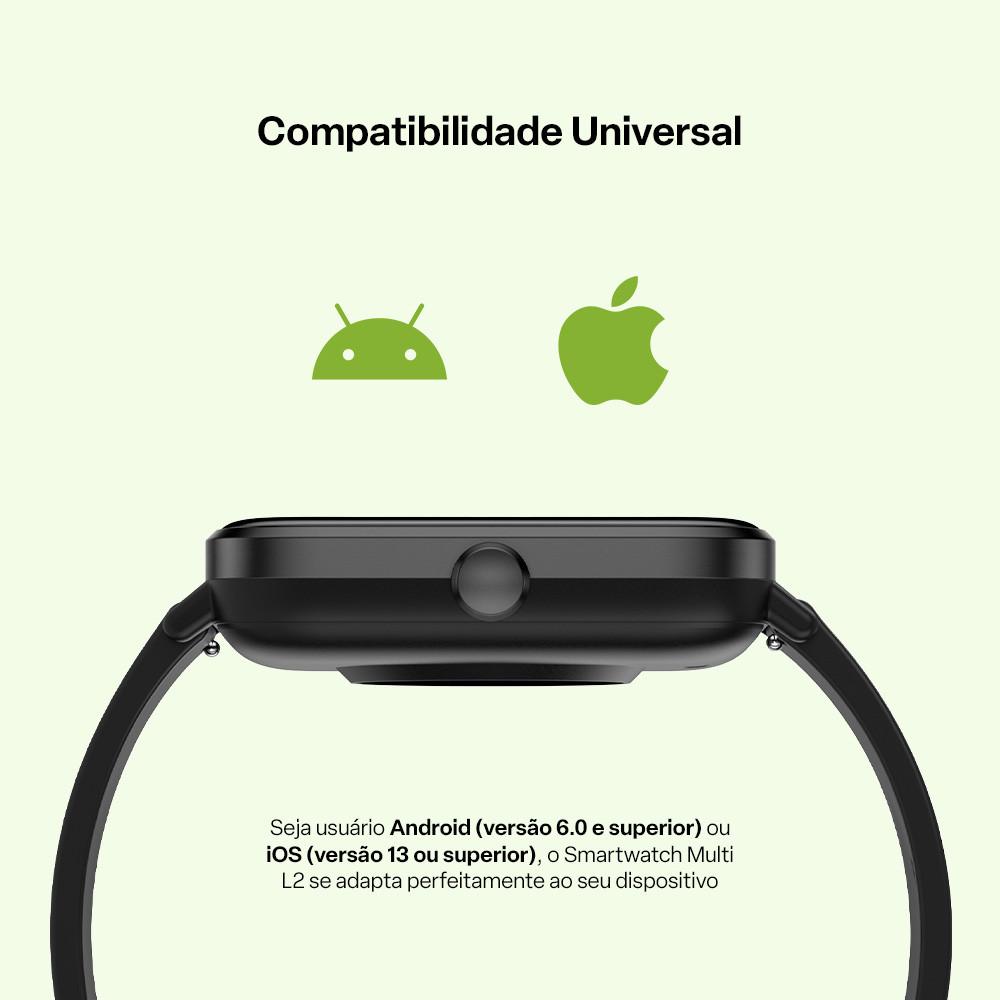 Smartwatch Multi L2 Tela 1.83 Proteção IP67 Preto - WR202 - 10