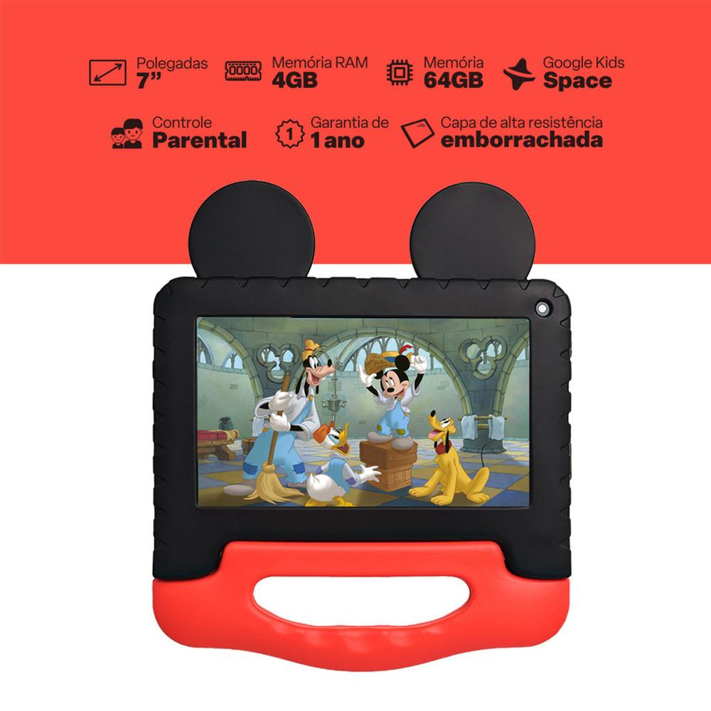 Combo Tablet Infantil Multi Mickey 7 Pol. 4GB RAM 64GB + Case + Maleta Mickey Construtor Com 8 Acessórios - NB413K - 3