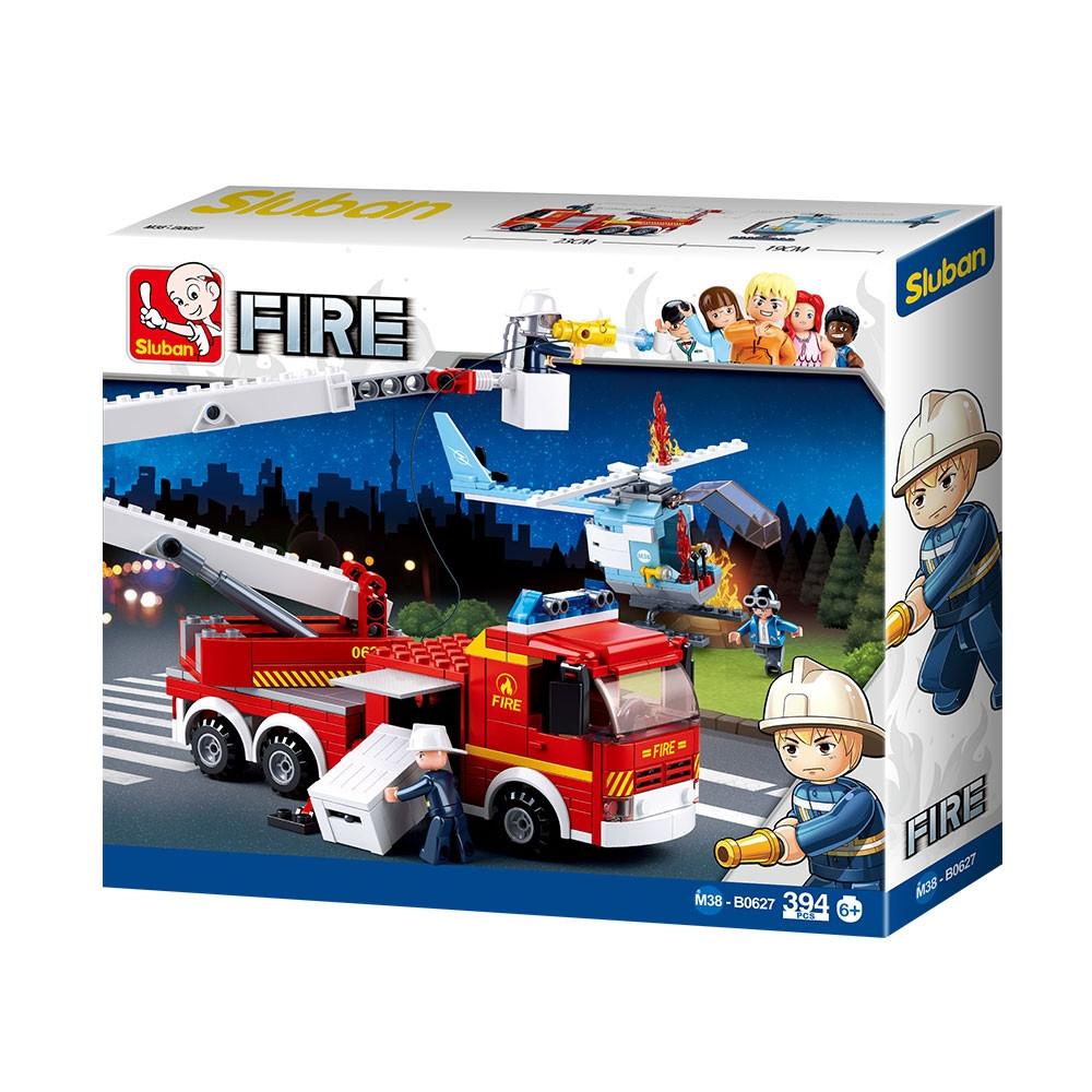 Blocos de Montar Caminhão de Bombeiro e Helicóptero 394 Peças Multikids - BR2308 - 2